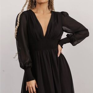 Baltic Born Elegant Black Long Sleeve Dress
